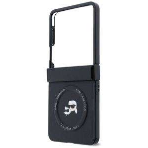 Melns Karl Lagerfeld Karl & Choupette Pins MagSafe vāciņš Samsung Galaxy Z Flip8 tālrunim