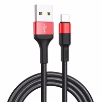 Kabelis USB A uz USB C Hoco 2A 1 m X26 melns un sarkans