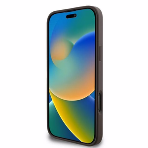 Guess 4G gredzens klasiskā logotipa magnētiskais viedtālruņa apvalks iPhone 16 Pro - brūns