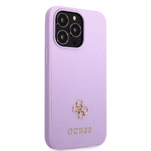 Guess GUHCP13XPS4MU iPhone 13 Pro Max 6.7" violets/violets cietais apvalks Saffiano 4G mazs metāla logotips