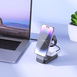 Bezvadu lādētājs Hoco 3in1 15W saderīgs ar MagSafe CQ3 melns