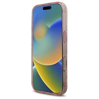 Guess IML Peony On 4G Background Magnētiskais viedtālruņa apvalks iPhone 16 Pro - rozā