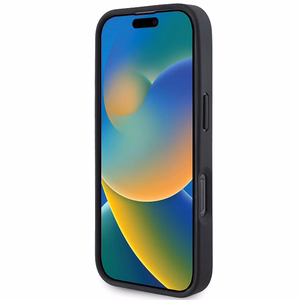 Mercedes MB Blue Line ādas magnētiskais iPhone 16 viedtālruņa apvalks - melns