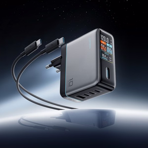 Cuktech AD1204U 120W Wall Charger with Display and USB-C Cable - Silver