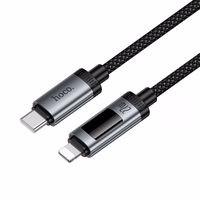 Datu kabelis ar digitālo indikatoru USB C uz Lightning Hoco PD 27W 1,2 m U148 melns