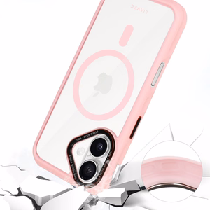 Liavec Hybrid Magsaks Skaidrs viedtālruņa apvalks Iphone 16 gaiši rozā
