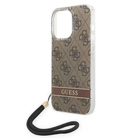 Guess GUOHCP14LH4STW iPhone 14 Pro 6.1 "brūns / brūns cietais apvalks 4G druka Siksna