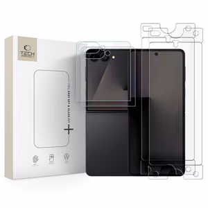 Tech-Protect aizsardzības komplekts Samsung Galaxy Z Flip 7 / 8: Glass Fit+ rūdītais stikls, 2 gab., un Hydro Flex+ hidrogēla plēve, 2 gab.