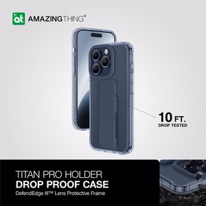 Amazing Thing Titan Pro turētāja apvalks 10FT IP156.7PTHBU Iphone 15 Pro Max tumši zila ar statīvu