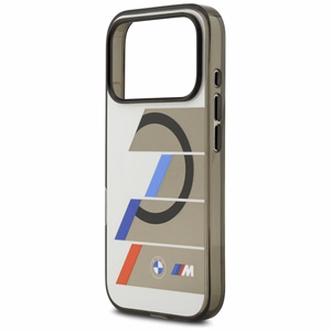 BMW M IML Metal Buttons Tricolor Lines MagSafe Чехол для iPhone 17 Pro - серый