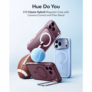 ESR Classic Hybrid Kickstand MagSafe maciņš, paredzēts iPhone 18 Pro / 17 Pro, matēts tumšā ķiršu krāsā