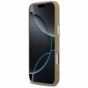 Guess Grained Triangle Logo Magnētiskais viedtālruņa apvalks iPhone 17 Pro Max brūns