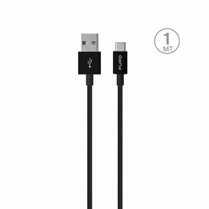 Puro White USB-A - USB-C kabelis 1m - melns