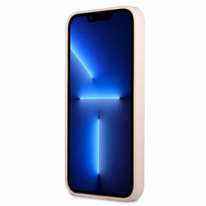 Guess GUHCP13SSLTGP iPhone 13 mini 5.4" rozā cietais apvalks silikona trīsstūris