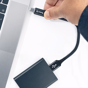 Crong Armor Link USB-A–USB-C kabelis, 25 cm, 60 W PD, 3 A, melns