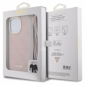 Guess Crossbody Cord 4G Print viedtālruņa apvalks iPhone 15 Pro – rozā