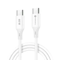 FORCELL F-ENERGY C344 kabelis Type C uz Type C QC4.0 PD 3A 60W Silikona 1 m balts