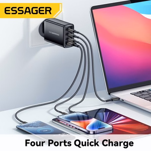 Lādētājs Essager GaN Extreme melns 120W (3xPD / QC3.0)