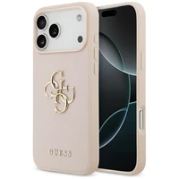 Guess Graudains Liels 4G un Klasiskais Logotips viedtālruņa apvalks iPhone 17 Pro Max - rozā