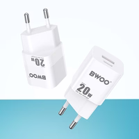 BWOO CDA156 PD sienas lādētājs 1x USB-C 1v USB 20W balts