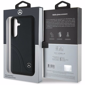Mercedes Ādas Izliekuma šuves apvalks Samsung Galaxy S25 - melns