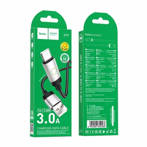Kabelis USB A uz USB C Hoco 3A 1 m X117 melns