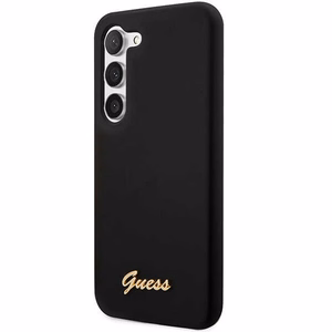 Guess GUHCS23MSLSMK S23+ S916 melns/melns cietais apvalks Silikona Vintage Gold Logo