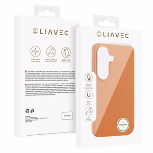 Liavec Silky maciņš ar metāla kameras rāmi priekš Samsung Galaxy S26 oranžs