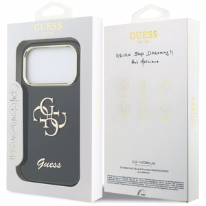 Guess IML 4G Script Metal maciņš for iPhone 17 Pro - melns