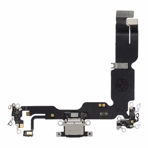 Oriģināls no donora ierīces izņemts iPhone 15 Plus USB uzlādes ligzdas lokanais kabelis – melns