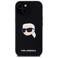 Karl Lagerfeld KLHMP15SSKHPPLK iPhone 15 6.1" melns/melns cietais apvalks Silikona Karl galvas apdruka MagSafe