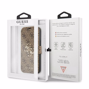Guess GUBKP13X4GMGBR iPhone 13 Pro Max 6.7" brūns/brūns grāmatas tipa apvalks 4G Big Metal Logo