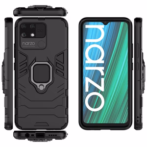 Ring Armor прочный гибридный чехол + магнитный держатель Realme Narzo 50A чёрный