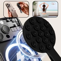 Silikona piesūcošs telefona turētājs magnētisks ar gredzenu MSH9 melns