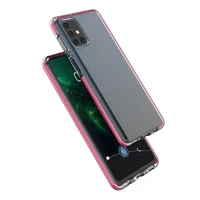 Spring Case caurspīdīgs TPU gēla aizsargapvalks ar krāsainu rāmi Samsung Galaxy M31s gaiši rozā