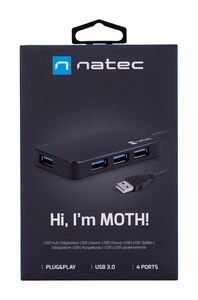 NATEC sadalītājs USB 3.0 Moth (4 porti, melns)