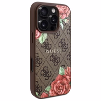 Guess GUHMP16LP4ROPEMCW iPhone 16 Pro 6.3" brūns/brūns cietais apvalks 4G Ziedu Druka Magnētiskais