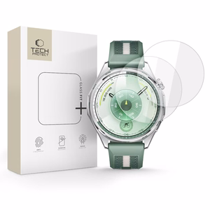 Tech-Protect Glass Fit+ 2 gabalu rūdītā stikla komplekts Huawei Watch GT 6 46mm pulkstenim - caurspīdīgs