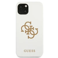 Guess GUHCP13SLS4GGWH iPhone 13 mini 5.4 silikona 4G logotipu kietais apvalks - balts