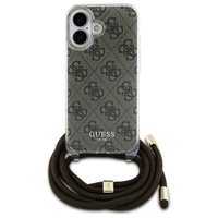 Guess Crossbody Cord 4G Print viedtālruņa apvalks ar siksniņu iPhone 16 - brūns