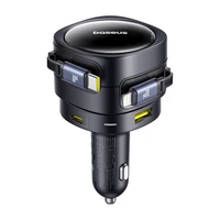 Baseus Enjoyment Max 90W automašīnas lādētājs 2x USB-C + USB-C un Lightning kabelis - melns