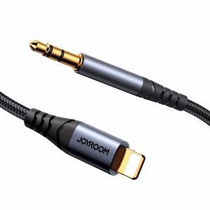 Joyroom Audio Transfer Series SY-A06 mini ligzdas 3.5 mm / Lightning kabelis 1.2 m - melns