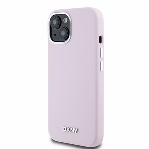 DKNY apvalks no šķidrā silikona MagSafe viedtālrunim iPhone 15 Plus / 14 Plus ar metāla logotipu - rozā (m)