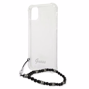 Guess GUHCP12MKPSBK iPhone 12/12 Pro 6.1 caurspīdīgs ciets vāciņš melnas pērļu kolekcija