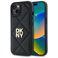 DKNY Quilted Stack Logo viedtālruņa apvalks iPhone 15 - melns