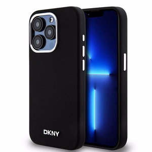 DKNY DKHMP15LSMCHLK iPhone 15 Pro 6.1"melns maciņš Liquid Silicone Small Metal Logo MagSafe