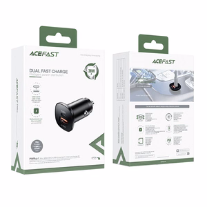 Acefast automašīnas lādētājs 38W USB Type C / USB, PPS, Power Delivery, Quick Charge 3.0, AFC, FCP melns (B1 melns)