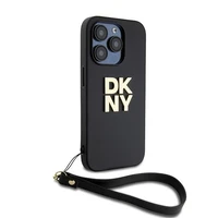 DKNY Viedtālruņa apvalks ar siksniņu un logotipu iPhone 15 Pro - melns