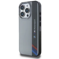 BMW Motosport IML vertikālā svītra iPhone 16 Pro Max apvalks - pelēks