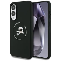 Karl Lagerfeld silikona Nauble galvas un apļa Magnētiskais viedtālruņa apvalks Samsung Galaxy S25 Edge - melns